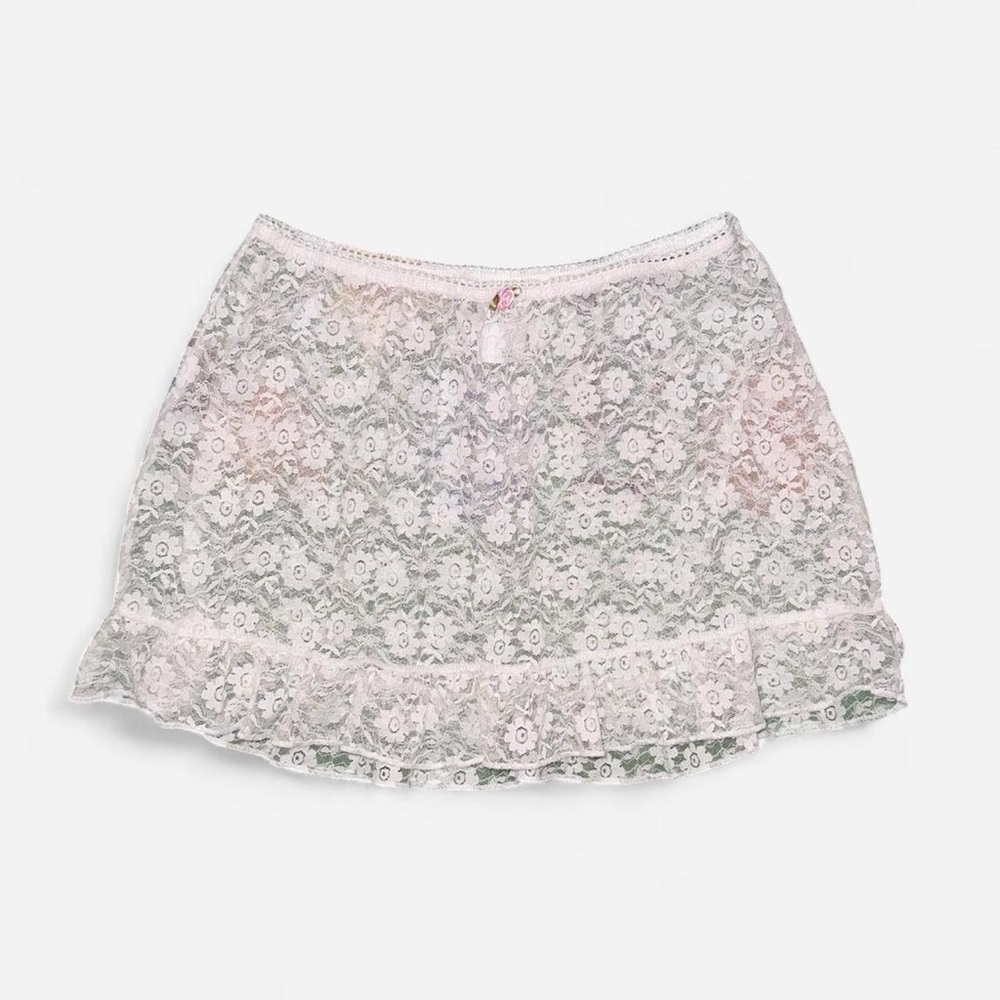 wild fable Pink Lace Ruffle Mini Skirt